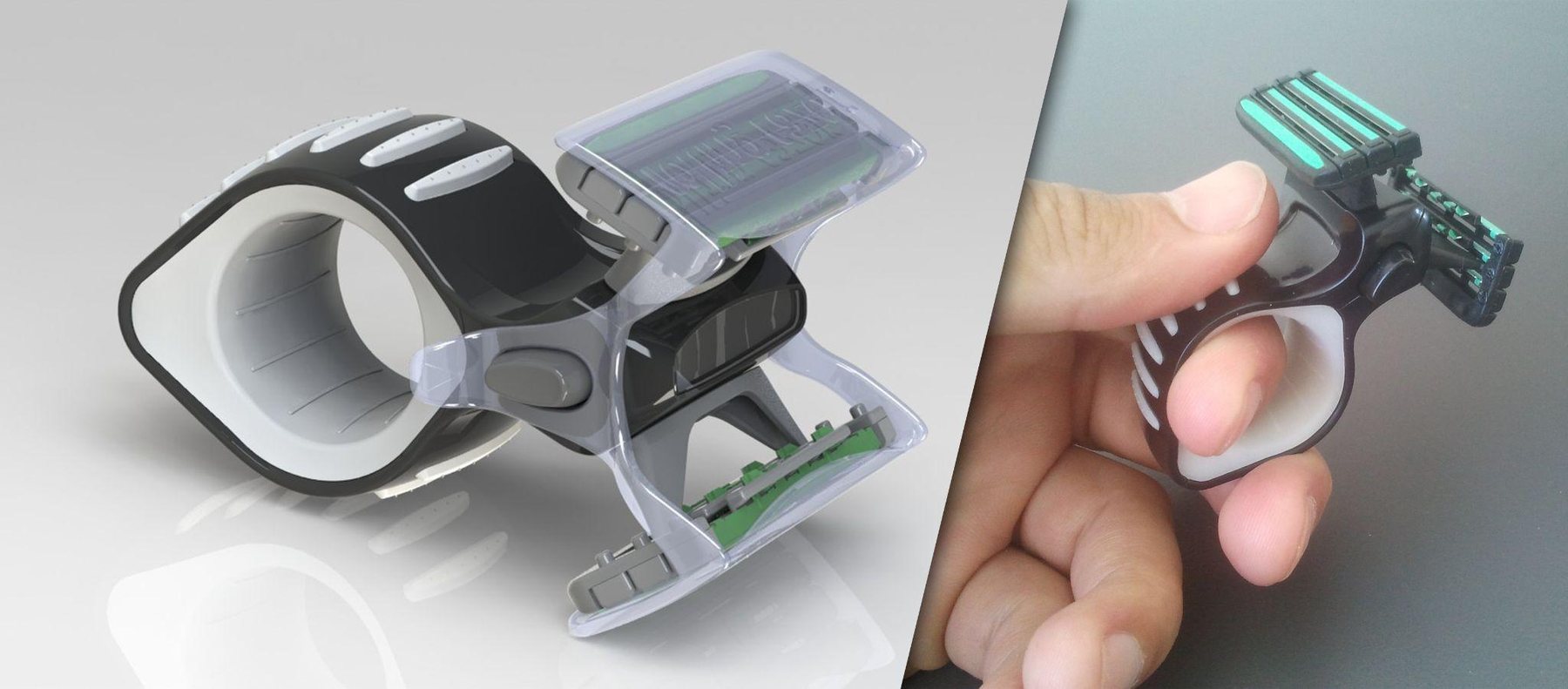 RollingRazor dual-directional shaving handle